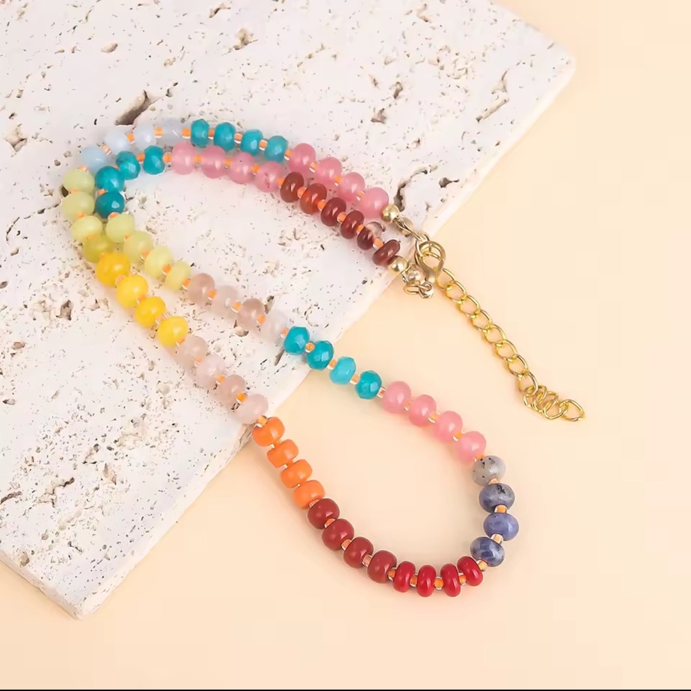 Colorful Rainbow Stone Beaded Choker Necklace
Adjustable - Picture 8 of 12